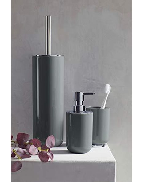 Wenko Toilet Brush Holder Posa Closed Shape, Grey/Chrome, 7.5 x 37 x 7.5 cm