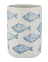 Wenko Cup Aquamarine Holder for Toothbrush and Toothpaste, Ceramic, Beige, 8 x 11 x 8 cm