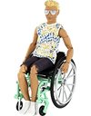 Barbie Ken Fashionista Doll #167 with Wheelchair & Ramp Wearing Tie-Dye Shirt, Black Shorts, White Sneakers & Sunglasses, Toy for Kids 3 to 8 Years Old - GWX93