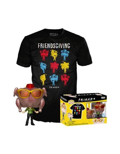 Funko Pop! & Tee: Friends - Monica With Turkey With Turkey - Extra Large - (XL) - T-Shirt - Clothes With Collectable Vinyl Figure - Gift Idea - Toys and Short Sleeve Top for Adults Unisex Men