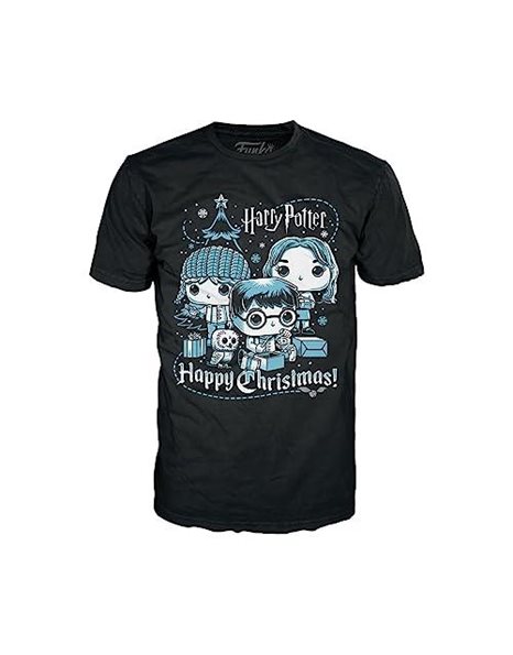 Funko Boxed Tee: Harry Potter Holiday - Ron, Hermione, Harry - Small - (S) - T-Shirt - Clothes - Gift Idea - Short Sleeve Top for Adults Unisex Men and Women - Official Merchandise Fans Multicolour