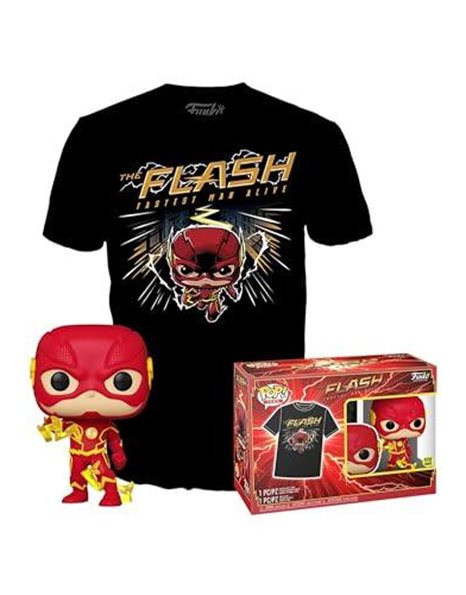 Funko POP! & Tee: DC - the Flash - Extra Large - (XL) - DC Comics - T-Shirt - Clothes With Collectable Vinyl Figure - Gift Idea - Toys and Short Sleeve Top for Adults Unisex Men and Women