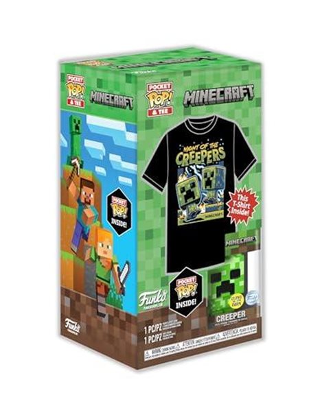 Funko Pocket POP! & Tee: Minecraft - Blue Creeper - Extra Large - (XL) - T-Shirt - Clothes With Collectable Vinyl Minifigure - Gift Idea - Toys and Short Sleeve Top for Adults Unisex Men and Women