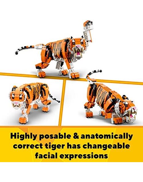 LEGO 31129 Creator 3 in 1 Majestic Tiger to Panda or Koi Fish Set, Animal Figures, Collectible Building Toy, Gifts for Kids, Boys & Girls 9 Plus Years Old