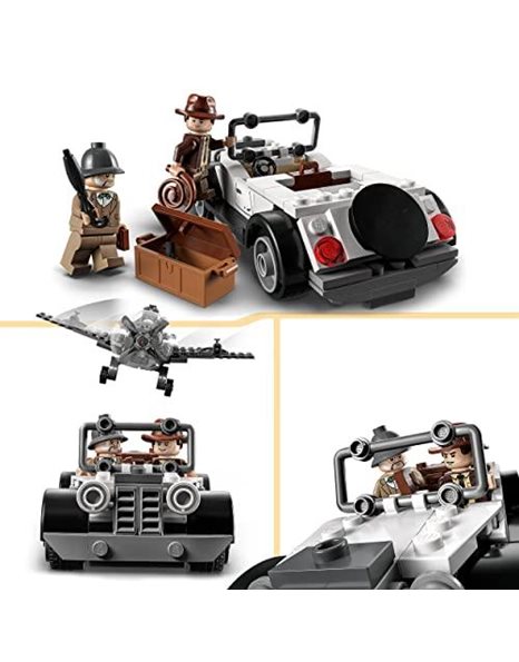 LEGO 77012 Indiana Jones Fighter Plane Chase Set with Buildable Airplane Model & Vintage Toy Car plus 3 Minifigures, The Last Crusade Action Playset
