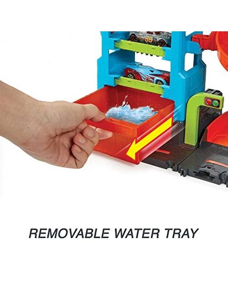 Hot WheelsCity Mega Car Wash, 1 Color ShiftersCar, Hot & Ice Cold Water Tanks for Mess-Free Color-Changes, Connects to Other Sets, Toy for Kids, HDP05