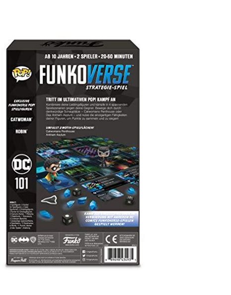 Funko Games Black Mag Funkoverse Extension - (2 Character Pack) - German Version - Board Game - Catwoman And Robin - 3 (7.6 Cm) POP! - Light Strategy Board Game For Children & Adults (Ages 10+)
