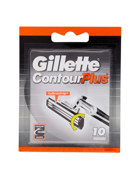 Gillette Contour Plus Razor Blades Men, Pack of 10 Razor Blade Refills with Lubrastrip & Comfort System