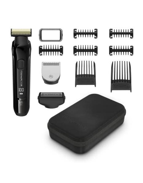 Rowenta TN6201 Forever Sharp Ultimate Hair Trimmer | 3-in-1 Cutting/Trimming/Shaving | Titanium Coated Stainless Steel Blades | 5 Combs (1-2-3-5-6mm) | 120 Minutes Run Time | Waterproof | Black