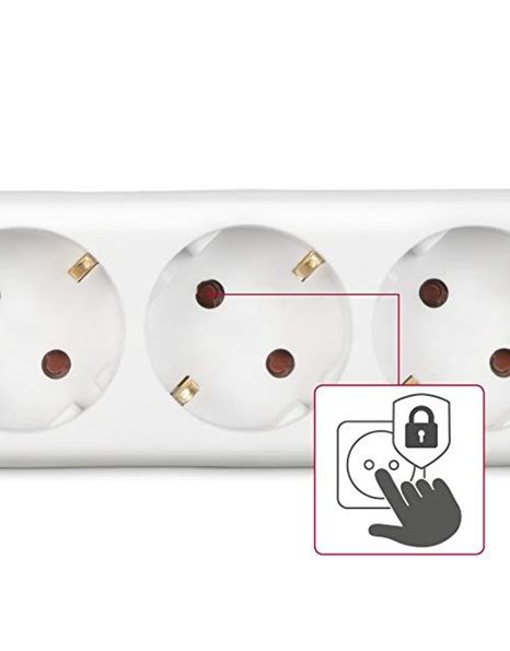 Hama 6-way socket (multiple socket with Save Energy switch for energy saving, slots rotated 45 degrees, cable 1.4 m, GS tested, multiple plug for home office) white