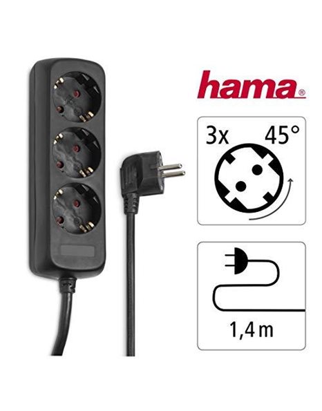 Hama 00030391 power extension - power extensions (Black, Plastic, Black)