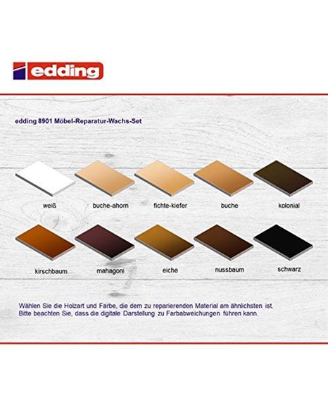 edding 8901 furniture repair wax kit - mahogany - for filling in and repairing scratches and holes on furniture and other wood surfaces