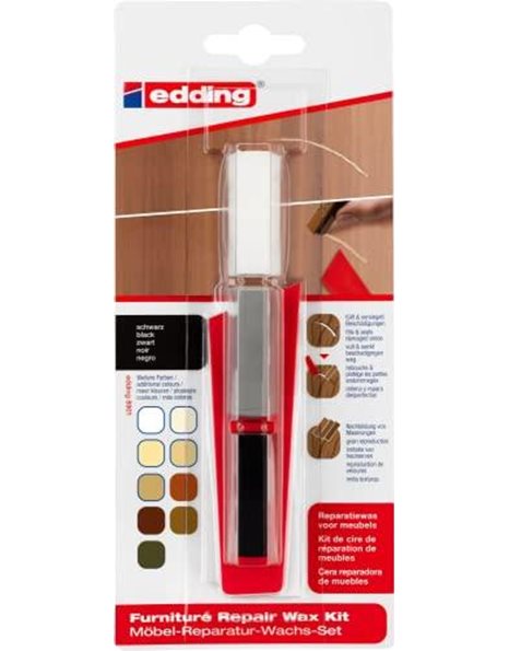 edding 8901 furniture repair wax kit - black - for filling in and repairing scratches and holes on furniture and other wood surfaces