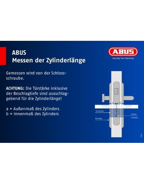 ABUS 598074 E30NP 30/30 Profile Cylinder with 5 Keys