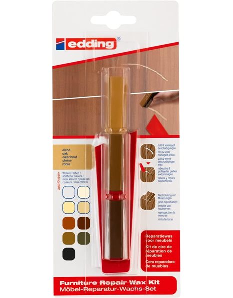 edding 8901 furniture repair wax kit - oak - for filling in and repairing scratches and holes on furniture and other wood surfaces