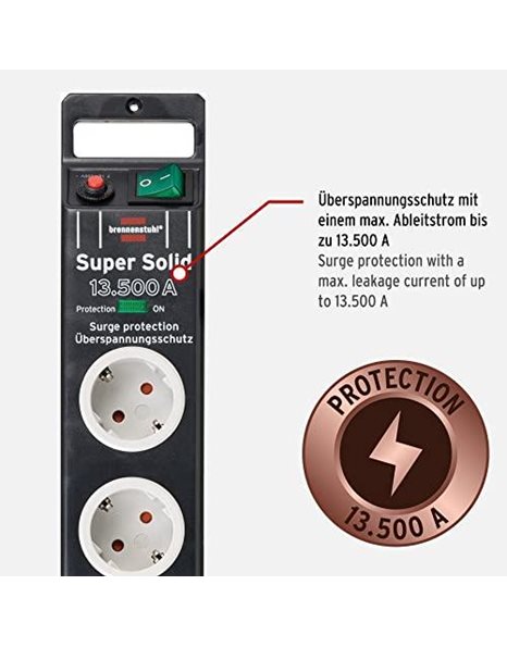 Brennenstuhl 1153380318 surge protector - surge protectors (Black, Grey)