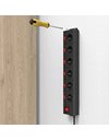 Hama Power strip can be switched individually, with surge protection (6-way multi-socket, wall mounting, 90° rotated, XL extra large socket spacing, 1.4m cable length) black