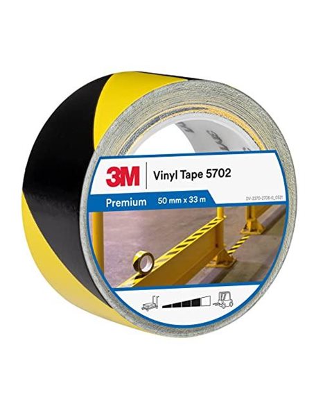 3M Safety Stripe Tape 5702, 50 mm x 33 m, Yellow and Black
