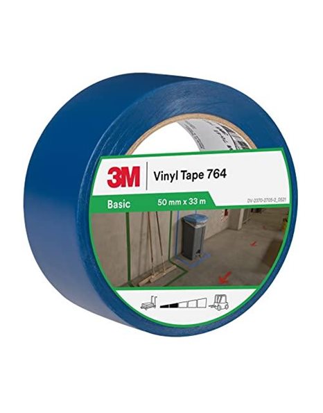 3M General Purpose Vinyl Tape 764i, 50 mm x 33 m, Blue