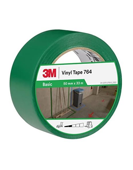 3M General Purpose Vinyl Tape 764i, 50 mm x 33 m, Green