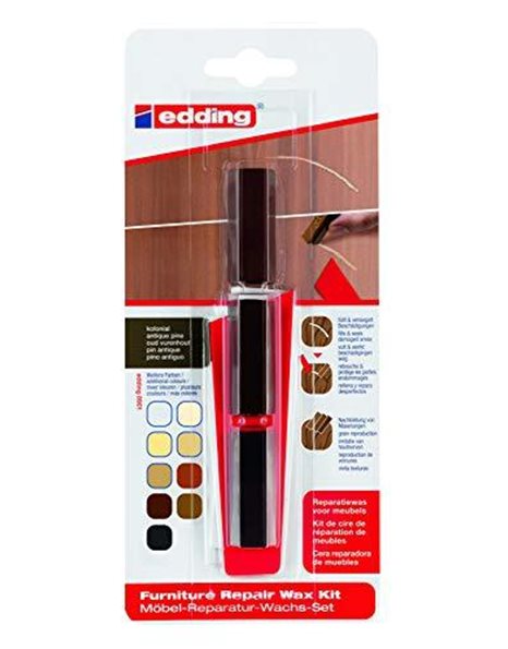 edding 8901 furniture repair wax kit - antique pine- for filling in and repairing scratches and holes on furniture and other wood surfaces