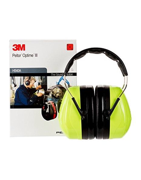 3M PELTOR Optime III Ear Muffs, Headband, 35 dB, Hi-Viz, H540A-461-GB