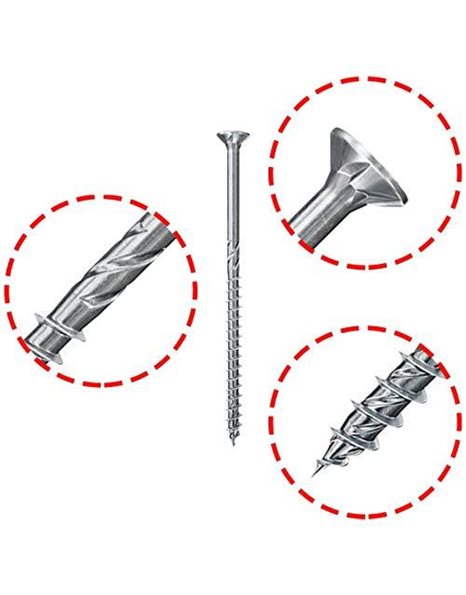 fischer 670410 FPF Power-Fast II 5 x 120mm Chipboard Wood Screws, Countersunk Head with Phillips, Partial Thread, Galvanised Blue Passivated, Box of 100