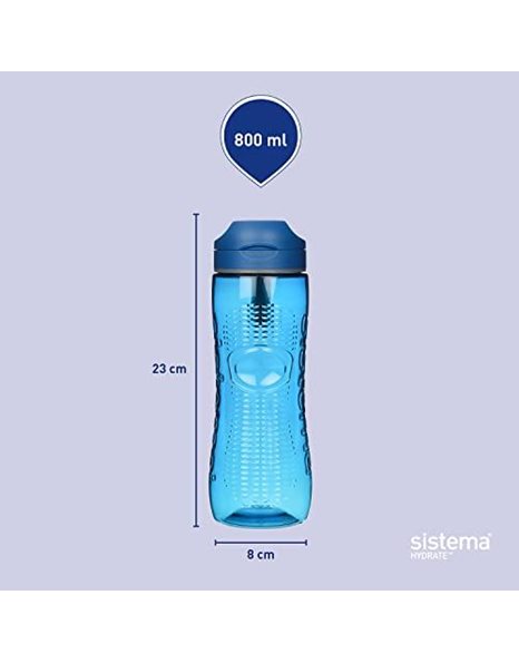 Sistema Hydrate Tritan Active Sports Water Bottle 800 Ml Leakproof Water Bottle Bpa-Free Recyclable With Terracycle Assorted Colours