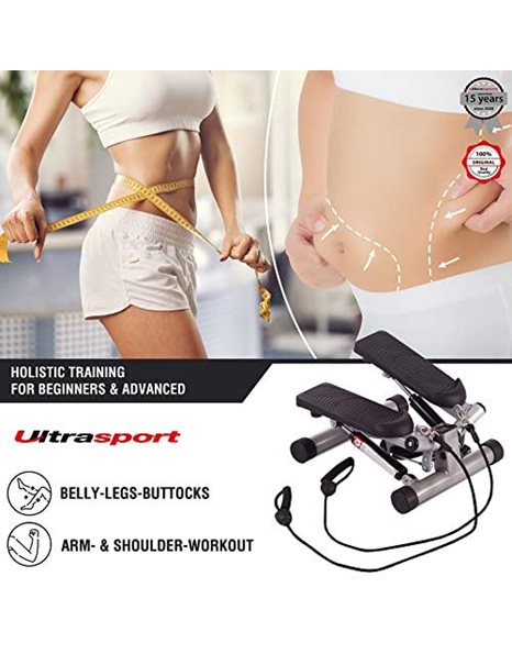 Ultrasport Swing Stepper, home trainer stepper with training computer, up-down stepper for beginners and advanced users, small and compact stepper, swing stepper for leg and butt training