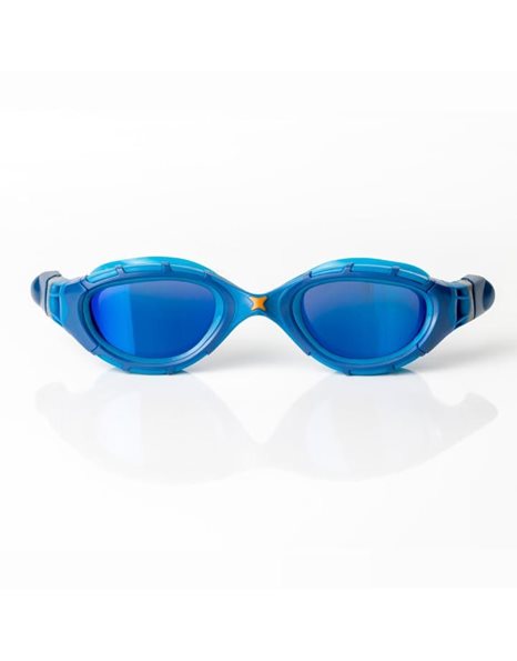 Zoggs Predator Flex Titanium Goggles, UV Protection Swim Goggles, Quick Adjust Swim Goggle Straps, Fog Free Adult Swim Goggle Lenses, Adults 3D Flex Ultra Fit, Blue/Blue/Mirrored Blue - Regular Fit