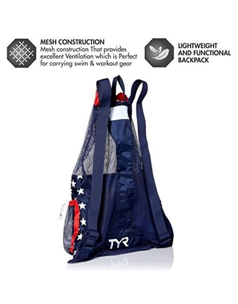 TYR Unisexs Big Mummy Backpack Mesh Bag, USA Print, One Size