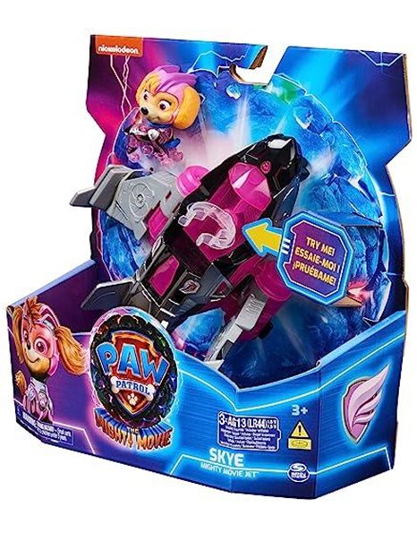 Paw Patrol: The Mighty Movie Aeroplane Toy with Skye Mighty Pups Action Figure, Lights and Sounds, Kids’ Toys for Boys and Girls 3+