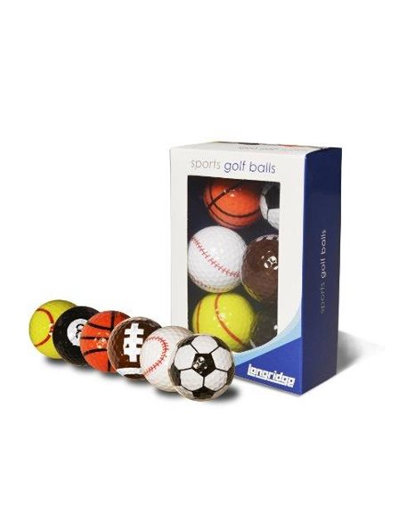 Longridge Novelty Golf Balls - Multi Sports (Pack of 6)
