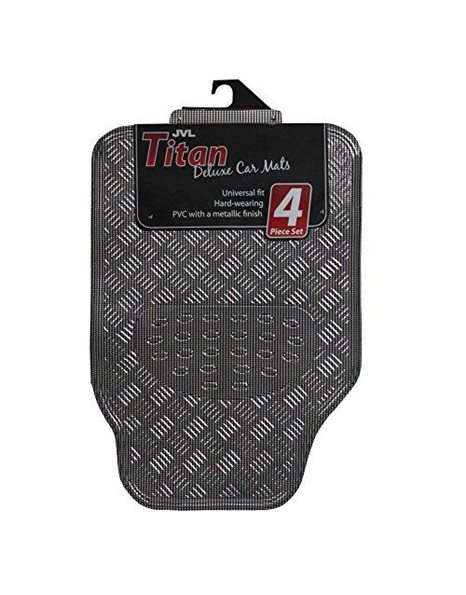 JVL Carbon metallic checker plate look sports car mat set