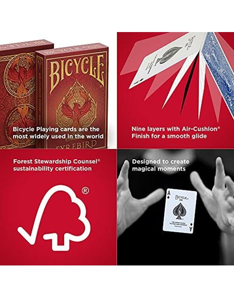 Bicycle Fyrebird Playing Cards - 1 Deck, Air Cushion Finish, Professional, Superb Handling & Durability, Great Gift For Card Collectors