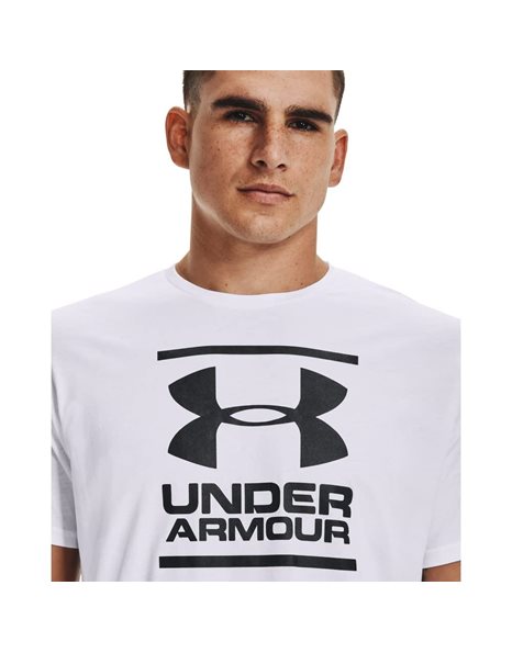 Under Armour UA GL Foundation Short Sleeve Tee, Super Soft Mens T Shirt for Training and Fitness, Fast-Drying Mens T Shirt with Graphic Men, White / Black, S