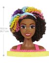 Barbie Doll Deluxe Styling Head with Color Reveal Accessories and Curly Brown Neon Rainbow Hair, Doll Head for Hair Styling, HMD79