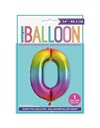 Unique 56800 Rainbow Classic Foil 34" Balloon Number 0 Shaped