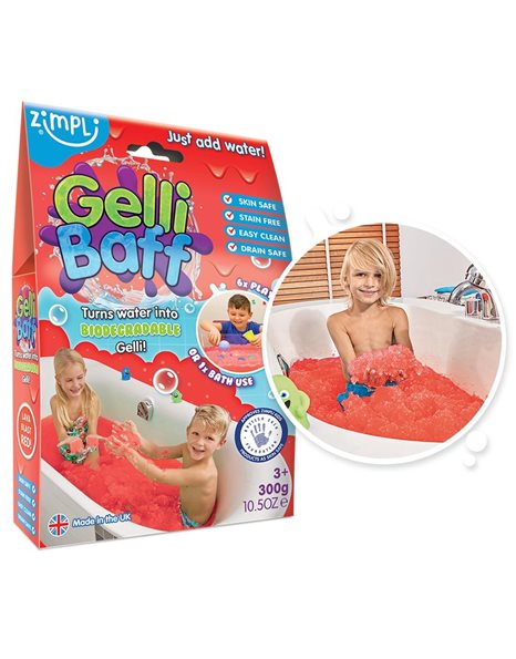 Gelli Baff Red from Zimpli Kids, 1 Bath or 6 Play Uses, Magically turns water into thick, colourful goo, Educational Stress Relief Slime Toy for Girls & Boys, Childrens DIY Sensory Activity
