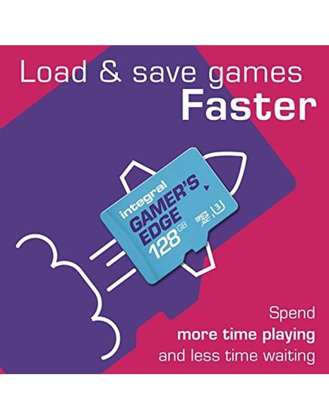 Integral 128GB Gamers Edge Micro SD Card The Nintendo Switch - Load & Save Games Fast, Store Games, DLC & Save Data, Built The Nintendo Switch, Switch Lite & Switch OLED To Give You The Edge