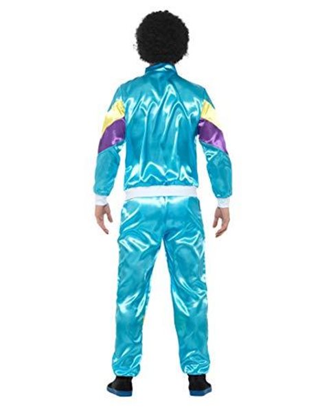 Large - Chest 42-44 in - Mens 1980s Scouser Shell Suit Jimmy Tracksuit Stag Do Fancy Dress Costume, Blue, Large - Chest 42-44 in
