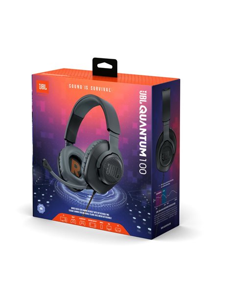 JBL Quantum 100 Wired Over-Ear Gaming Headset with Boom Mic, Multi-Platform Compatible, in Black