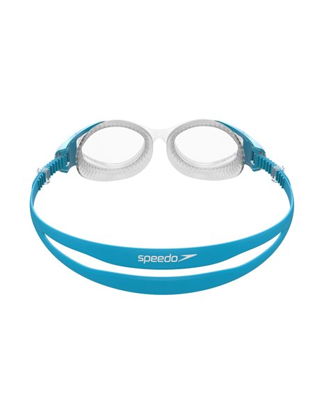 Speedo Womens Futura Biofuse Flexiseal Swimming Goggles, Extra Comfort, Cushioned Fit, Blue and Clear, One Size