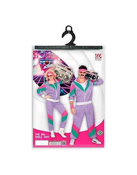 WIDMANN 98792 - Adult Costume 80s Tracksuit, Purple/Green/Pink, M