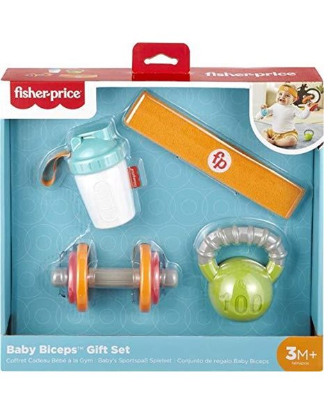 Fisher-Price Teething Toys and Rattles for Newborns, Funny Baby Biceps Gift Set, 4 Pieces, GJD49