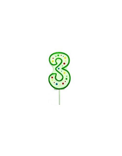 PME CA043 Green Number 3 Candle, Large Size