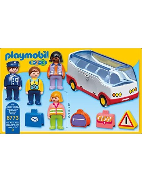 Playmobil 6773 1.2.3 Airport Shuttle Bus with Sorting Function, Educational Toy, Fun Imaginative Role-Play, Playset Suitable for Children Ages 1.5+