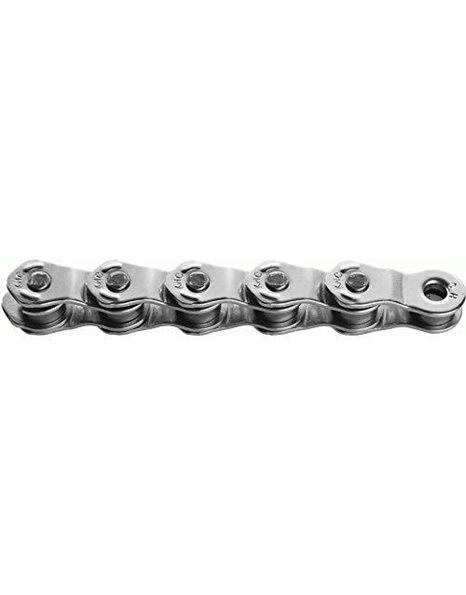 KMC Bike Chain HL1, Half Link BMX Chain, Maximum Adjustability & Great Looks, Super Smooth Single Speed Chain, Nickel Plated Bicycle Chain, Bike Chain With Bullet Joining Pin, 1/2" X 1/8" - 100 links