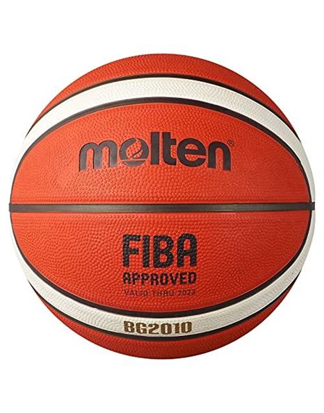 Molten BG2010 Basketball, Indoor/Outdoor, FIBA Approved, Premium Rubber, Deep Channel, Size 7, Orange/Ivory, Suitable For Boys age 14 & Adult