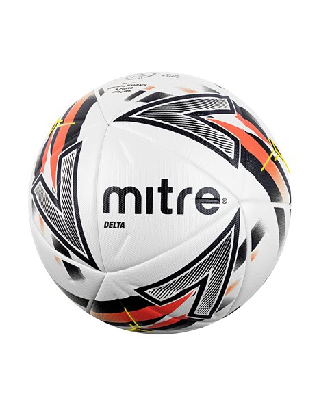 Mitre Unisex Delta Professional Football, White/Black/Blood Orange, Size 5